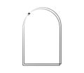 Minimalist semi-circular rectangular linear figure y2k . Trendy linear design in black color with frame, star. Aesthetic