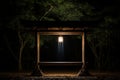 Minimalist Serenity: Traditional Japanese Wooden Shinto Shrine in a Serene Setting