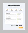 Minimalist service subscription pricing and feature overview web user interface design