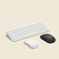 A minimalist setup featuring a sleek white keyboard with low-profile keys and a compa Royalty Free Stock Photo