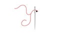 Minimalist Sewing Needle with Red Thread Illustration Royalty Free Stock Photo
