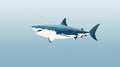 Minimalist Shark Floating In Blue: Distinctive Character Design
