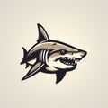 Minimalist Shark Logo With Sepia Tone And Intense Expression