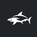 Minimalist Shark Symbol On Black Background - Vector Illustration