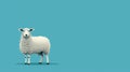 Minimalist Sheep Icon On Blue Background