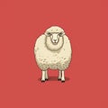 Minimalist Sheep Illustration In Edward Gorey And Oliver Jeffers Style On White Background