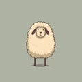 Minimalist Sheep Illustration In Edward Gorey And Oliver Jeffers Style On White Background