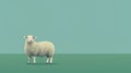 Minimalist Sheep Illustration In Green Field - 32k Uhd