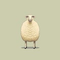 Minimalist Sheep Illustration In The Style Of Edward Gorey And Oliver Jeffers