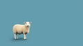 Minimalist Sheep Standing In Front Of Blue Background