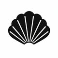 Minimalist Shell Icon: Black And White Graphic Design With Neo-classical Symmetry