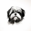 Minimalist Shih Tzu Dog Portrait Vector Art On White Background