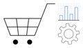 Shopping Cart with Bar Chart and Gear Representing E-commerce Analytics and Optimization Royalty Free Stock Photo