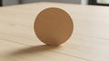 Blank Wooden Circle Mockup on Light Wood Table Royalty Free Stock Photo