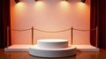 A minimalist showcase with a circular, illuminated platform