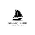 Minimalist silhouette of Dhow logo design, Traditional Sailboat from Asia / Africa