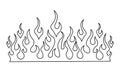 Minimalist silhouette of flame. One line drawing. Design template