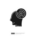 A minimalist silhouette of a human head with a spiral pattern representing a thought or idea, symbolizing creativity or mental Royalty Free Stock Photo
