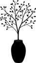 Small tree in a vase without leaf silhouette illustration Royalty Free Stock Photo