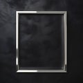 Minimalist Silver Frame on a Dark Textured Black Leather Background metal border Royalty Free Stock Photo