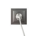Minimalist Silver Power Outlet with White Cable on isolated Background Royalty Free Stock Photo