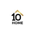 Minimalist Simple Number 10 Home Roof logo design