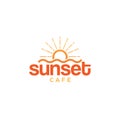 Minimalist Simple Sunset Cafe Wave logo design