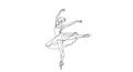 Elegant Ballerina Performing a Graceful Pose, Continuous Line Art Royalty Free Stock Photo