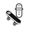 Minimalist skateboard illustration with a controller, black and white street style illustration Royalty Free Stock Photo