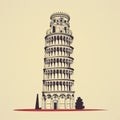 Minimalist Sketch Illustration Of Leaning Tower Of Pisa