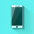Minimalist smartphone illustration with blank screen on a flat cyan background Royalty Free Stock Photo