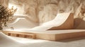 minimalist snowboarding jump simulator with smooth curves and natural lighting, surrounded by sandy environment Royalty Free Stock Photo