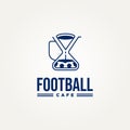 minimalist soccer football cafe emblem line art logo template vector illustration design. simple modern sporty coffee shop logo Royalty Free Stock Photo