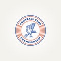 minimalist soccer football club emblem badge line art icon logo template vector illustration design. simple modern eagle hawk