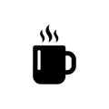Minimalist Solid Black Coffee Cup with Steam Icon Illustration Royalty Free Stock Photo