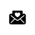 Minimalist Solid Filled Envelope with Heart Symbol Message Communication Icon Royalty Free Stock Photo