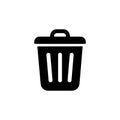 Minimalist Solid Filled Trash Can Icon with Lid Isolated on White Royalty Free Stock Photo