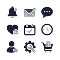 Minimalist Solid Icon Set for UI Design with Dark Blue and Gray Color Royalty Free Stock Photo