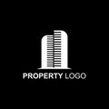 Minimalist solid shape for property logo template in black and white.