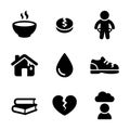 Minimalist Solid Style Conceptual Economic Depression and Sadness Symbol Icon Set Royalty Free Stock Photo
