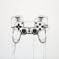 Minimalist Sony Playstation Controller Drawing By Alex Hulbert Royalty Free Stock Photo