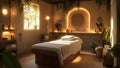 A Minimalist Spa Room with a Massage Table and Natural Elements Royalty Free Stock Photo