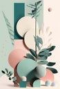 Minimalist spring design, pastel colors with geometric shapes and clean aesthetics Generative AI Illustration