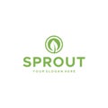 minimalist SPROUT leaf plants circle logo design