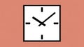 Minimalist Square Clock with Black Hands on a Solid Orange Background Royalty Free Stock Photo