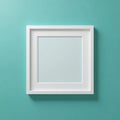 Clean White Square Photo Frame Mockup on Teal Background Royalty Free Stock Photo