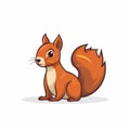 Minimalist Squirrel Cartoon Character On White Background