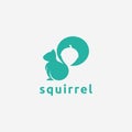 Minimalist Squirrel and nuts logo icon vector with negative space style design Royalty Free Stock Photo