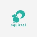 Minimalist Squirrel and nuts logo icon vector with negative space style design