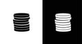 Minimalist Stack of Coins Icon Set - Black and White Royalty Free Stock Photo